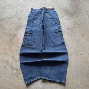 Baggy Denim Cargo Fuse Wide Leg Jnco Styl Skater Y2k Vintage Jeans 38x32